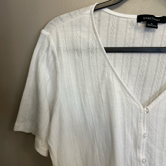 Sanctuary white Pointelle Tie Tee 100% cotton size M - Picture 4 of 12